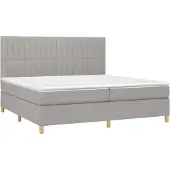 Syfax Cama box spring con colchón tela gris claro 200x200 cm