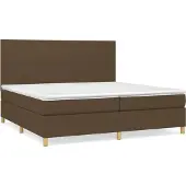 Syfax Cama box spring con colchón tela marrón oscuro 200x200 cm