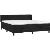 Syfax Cama box spring con colchón terciopelo negro 160x200 cm