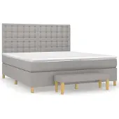 Syfax Cama box spring con colchón tela gris claro 160x200 cm