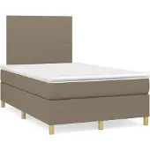 Syfax Cama box spring con colchón tela gris taupe 120x200 cm
