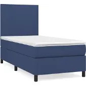 Syfax Cama box spring con colchón tela azul 90x190 cm