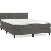 Syfax Cama box spring con colchón terciopelo gris oscuro 140x200 cm