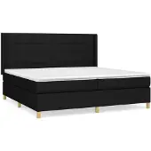 Syfax Cama box spring con colchón tela negro 200x200 cm