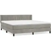 Syfax Cama box spring con colchón terciopelo gris claro 180x200 cm