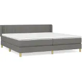 Syfax Cama box spring con colchón tela gris oscuro 200x200 cm
