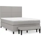 Syfax Cama box spring con colchón tela gris claro 140x200 cm