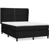 Syfax Cama box spring con colchón tela negro 140x200 cm