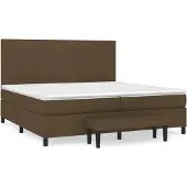 Syfax Cama box spring con colchón tela marrón oscuro 200x200 cm
