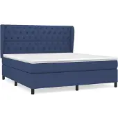 Syfax Cama box spring con colchón tela azul 160x200 cm