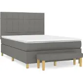 Syfax Cama box spring con colchón tela gris oscuro 140x200 cm