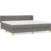 Syfax Cama box spring con colchón tela gris oscuro 200x200 cm