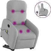 Syfax Sillón de masaje reclinable de pie de tela gris nube