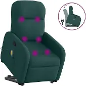 Syfax Silla de masaje reclinable de pie de tela verde oscura