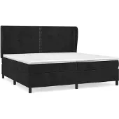 Syfax Cama box spring con colchón terciopelo negro 200x200 cm