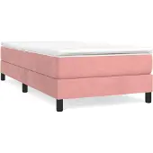 Syfax Cama box spring con colchón terciopelo rosa 100x200 cm