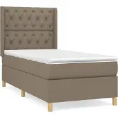 Syfax Cama box spring con colchón tela gris taupe 80x200 cm