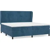Syfax Cama box spring con colchón terciopelo azul oscuro 200x200 cm