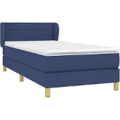 Syfax Cama box spring con colchón tela azul 90x200 cm