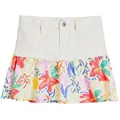 Desigual , Mini falda combinada flores, Algodon, Blanco, 9/10