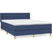Syfax Cama box spring con colchón tela azul 140x200 cm