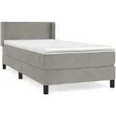 Syfax Cama box spring con colchón terciopelo gris claro 100x200 cm