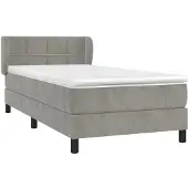 Syfax Cama box spring con colchón terciopelo gris claro 80x200 cm
