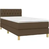 Syfax Cama box spring con colchón tela marrón oscuro 90x190 cm