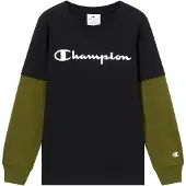 Champion Camiseta oliva / negro / blanco