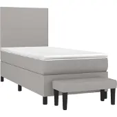 Syfax Cama box spring con colchón tela gris claro 80x200 cm