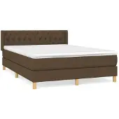 Syfax Cama box spring con colchón tela marrón oscuro 140x200 cm