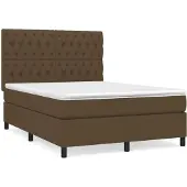Syfax Cama box spring con colchón tela marrón oscuro 140x200 cm