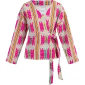 IZIA Cárdigan beige claro / turquesa / amarillo oscuro / magenta