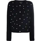 Faina Cárdigan negro / blanco perla