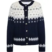 Usha Cárdigan ecru / navy / gris claro