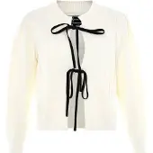 Faina Cárdigan negro / blanco lana