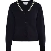 Usha Cárdigan 'Sivene' negro / blanco perla