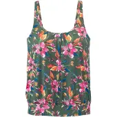 LASCANA Top de tankini azul / oliva / naranja neón / rosa claro