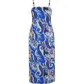 IZIA Vestido de verano marino / turquesa / azul cobalto / amarillo
