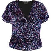 Faina Blusa azul / lila / negro