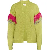 IZIA Cárdigan 'Hoona' gris claro / lima / fucsia