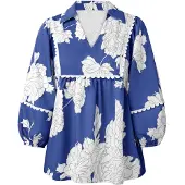 Imily Bela Blusa azul / gris oscuro / blanco