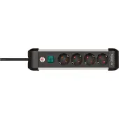 Brennenstuhl 1391030400 Premium-Alu-Line 4-fach Steckdosenleiste mit Schalter 1,8 m schwarz