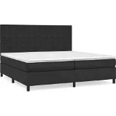 Syfax Cama box spring con colchón cuero sintético 200x200 cm