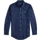 Ralph Lauren para hombre. 710966294504 Camisa de lino Custom Fit marino (XS), Casual, Manga larga, outlet 2026.