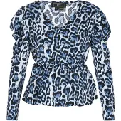 Faina Blusa 'Festive' navy / azul claro / negro