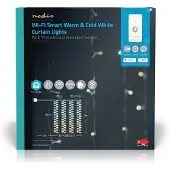 Nedis WIFILXC02W200, Guirnalda decorativa ligera, blanca, IP65, negra, con 200 bombillas LED