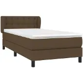 Syfax Cama box spring con colchón tela marrón oscuro 90x190 cm
