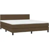 Syfax Cama box spring con colchón tela marrón oscuro 160x200 cm