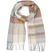 Suitable Softfeel Bufanda Cuadros Blanco roto Gris Beige